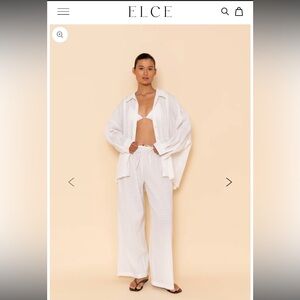 Elegant White Wide Leg Pants by Elce